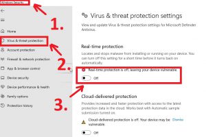 Deaktivieren Sie den Echtzeitschutz in der Windows Security